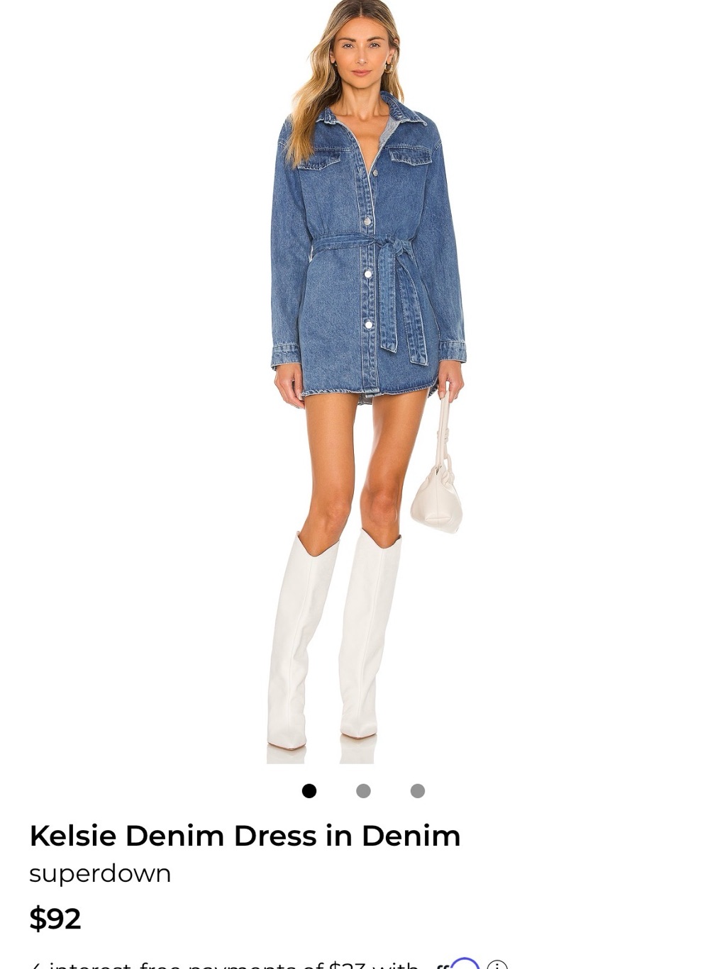 Superdown Light Blue Denim Belted Jean Mini Dress